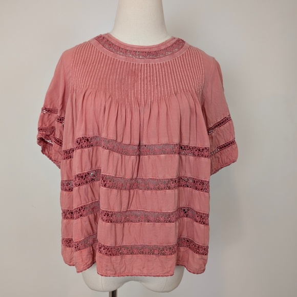 Free With Purchase Wilfred Blouse Coral Pleated Short Sleeve - Picture 5 of 10